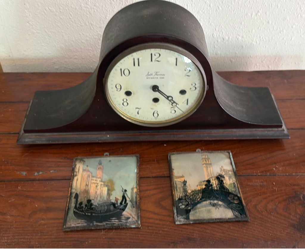 Vintage Mantel Clock with Nautical and Landscape Art - image 1 of 25