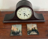 Vintage Mantel Clock with Nautical and Landscape Art - thumbnail 1 of 25