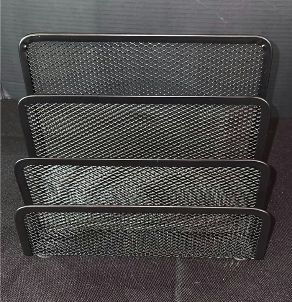 Set of black mesh letter trays and assorted office organizers - image 1 of 5