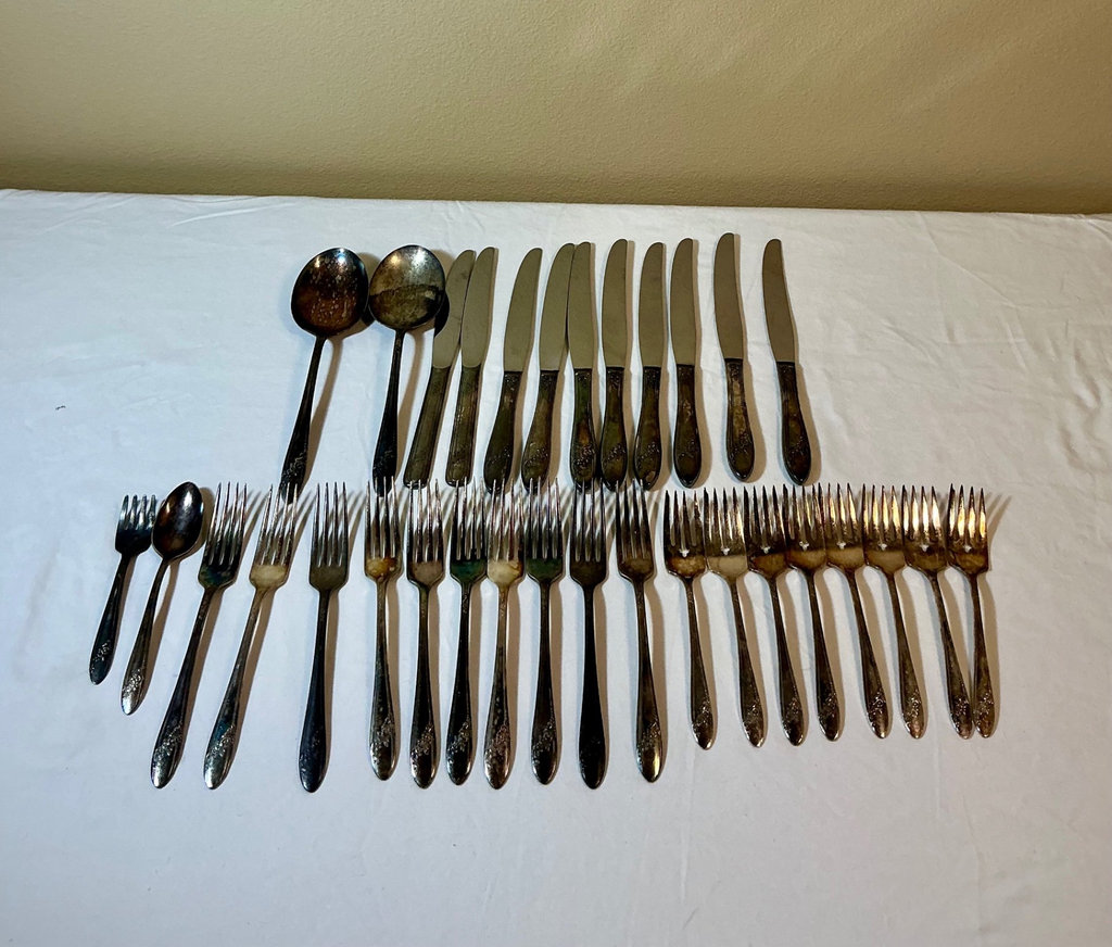  Silverplate Tea Service with Flatware and Serving Pieces - image 11 of 15