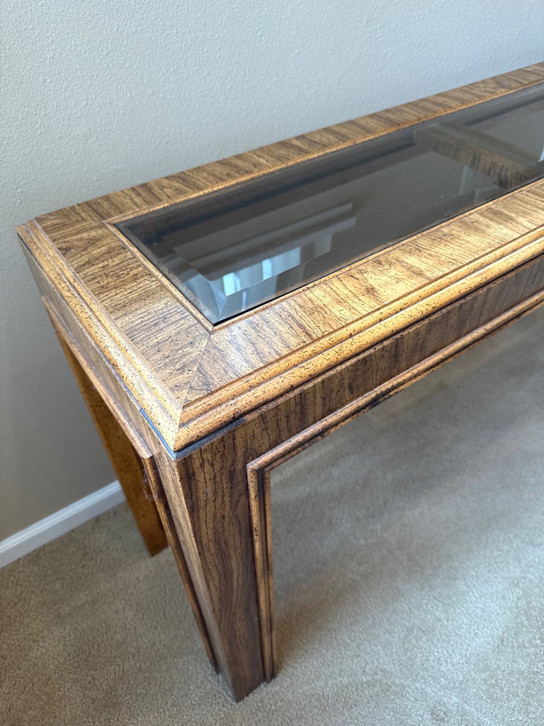3 Wood and Glass Occasional Tables, and 3 matching lamps - image 5 of 7