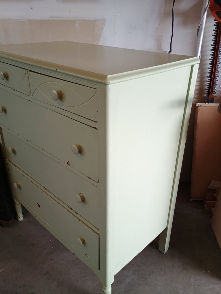 Mint Green Vintage Five Drawer Dresser - image 2 of 5