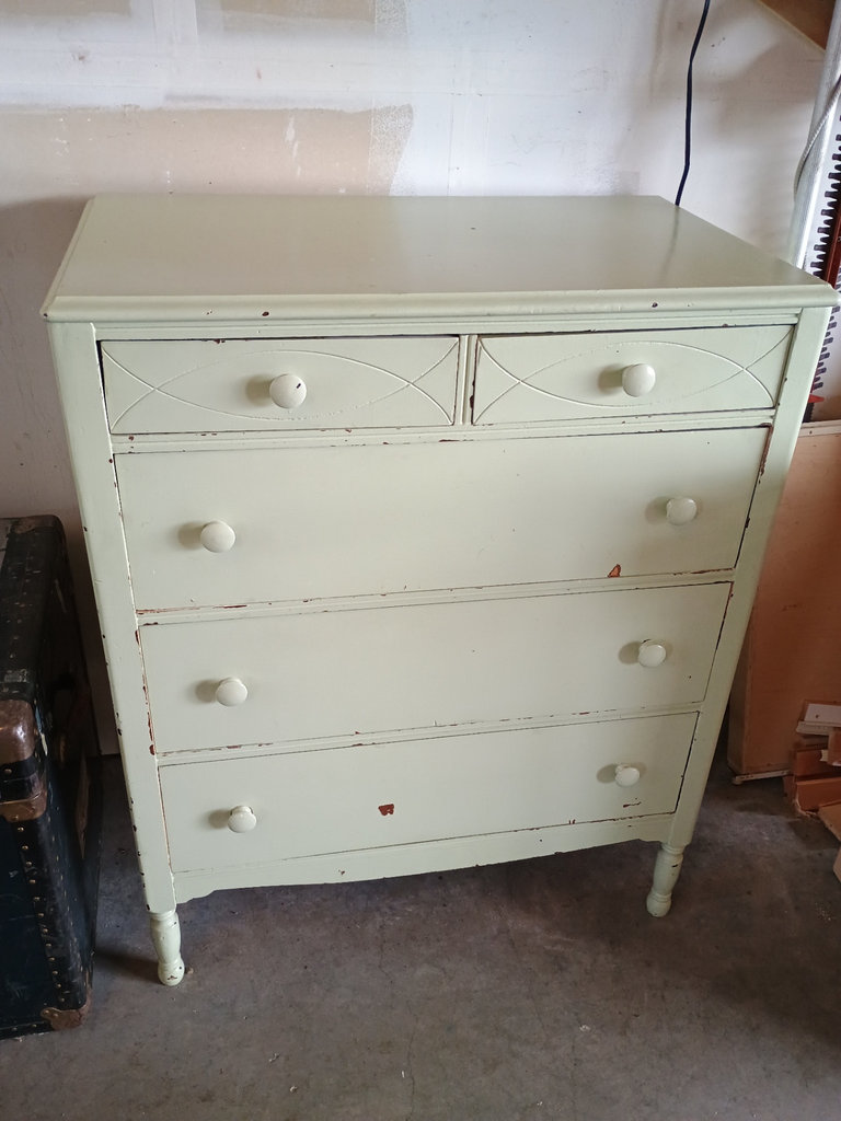 Mint Green Vintage Five Drawer Dresser - image 3 of 5