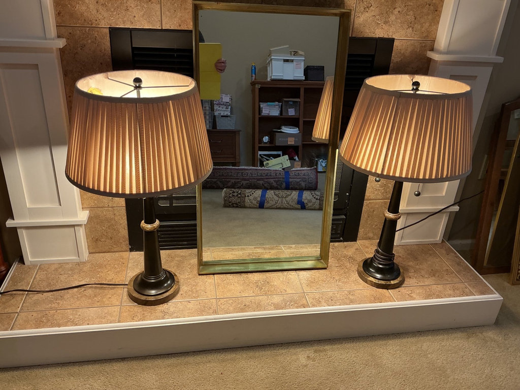 Olive Shadow Box Wall Mirror & 2 Table Lamps - image 1 of 6