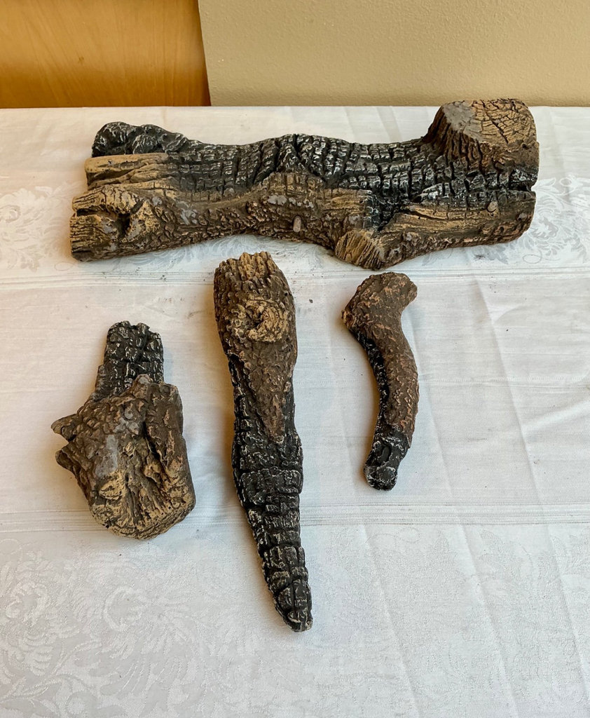 Decorative pumpkin lantern and ceramic fireplace logs - image 3 of 4