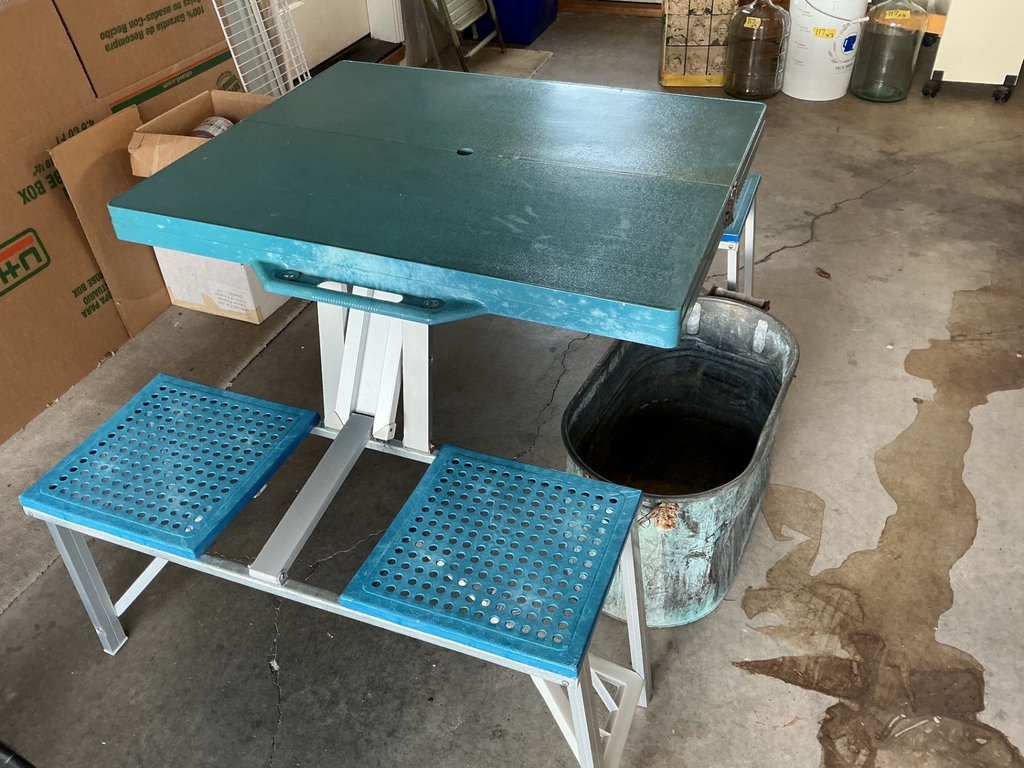Vintage folding picnic table, Copper Barrel - image 1 of 6
