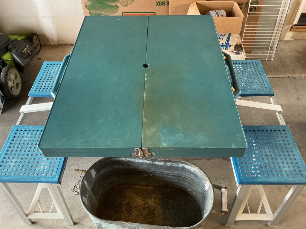 Vintage folding picnic table, Copper Barrel - image 2 of 6