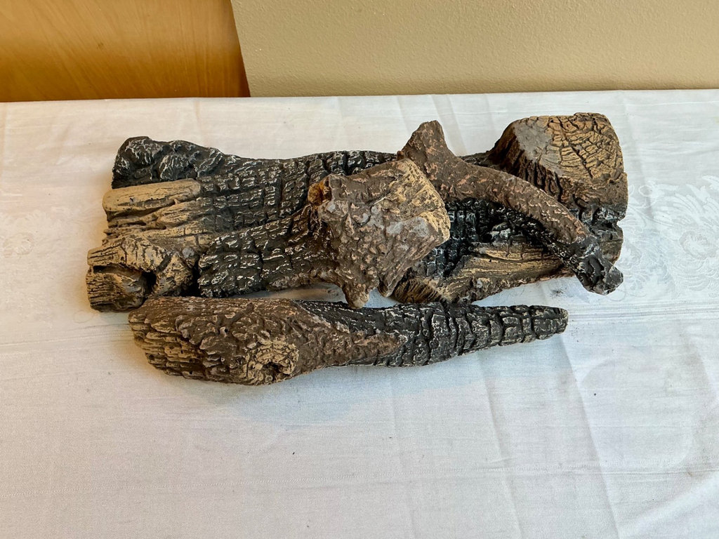 Decorative pumpkin lantern and ceramic fireplace logs - image 2 of 4