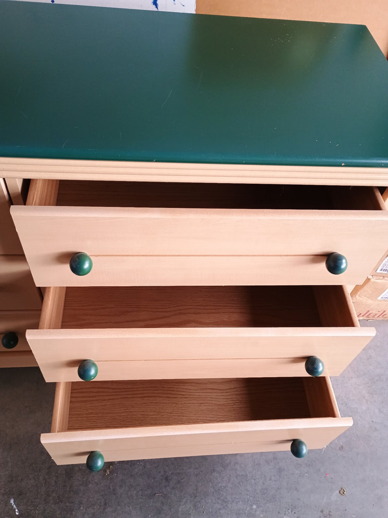 Two-column six-drawer dresser with green top - image 4 of 9