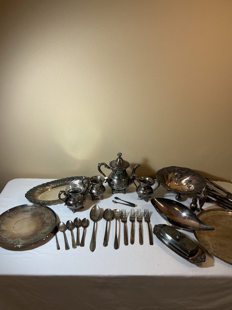  Silverplate Tea Service with Flatware and Serving Pieces - image 1 of 15
