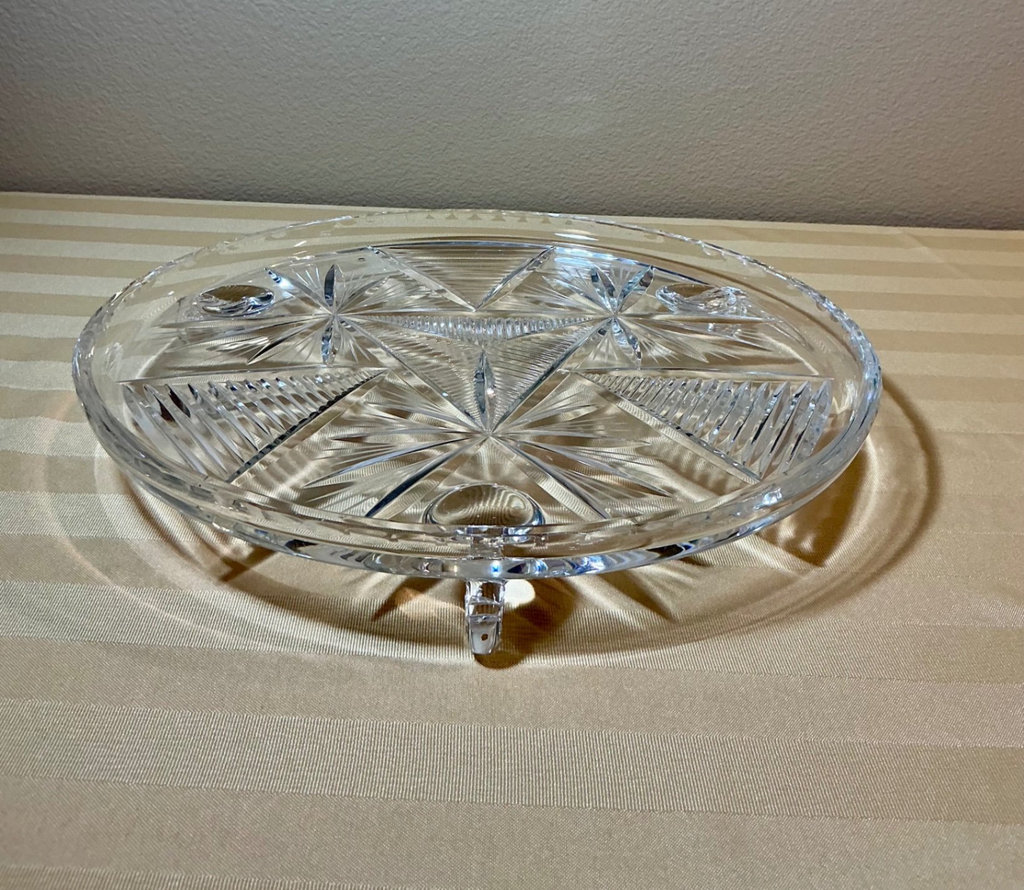 Vintage Cut Glass Punch Bowl and Cake Plate Set - image 3 of 6
