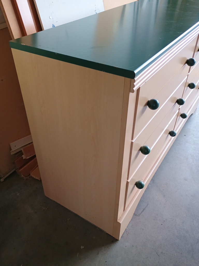Two-column six-drawer dresser with green top - image 5 of 9