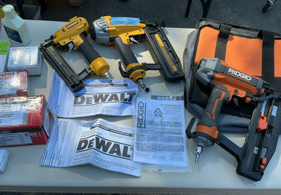 2 Dewalt And 2 Rigid Nail Guns, Nails - Image 1 of 17