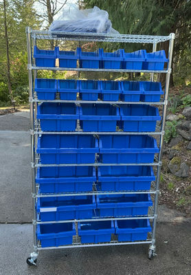 Steel Rolling Rack, Blue Containers - Image 1 of 3
