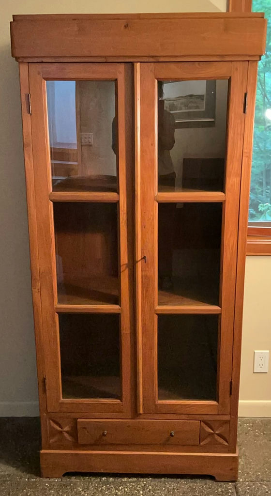 Rustic Pine, Glass Front Bookcase