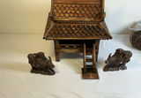 Carved wooden miniature temple with two animal figurines - thumbnail 1 of 10