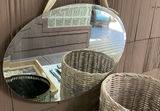 Vintage Metal Wastebasket ,oval Mirror, Basket, Wood Tray - thumbnail 3 of 7