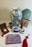 Blue-and-white crane vase with assorted Asian ceramics and decorative items - thumbnail 1 of 15
