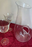 Glassware set with tall decanter on wooden stand, pitcher, and stemmed glasses - thumbnail 3 of 4