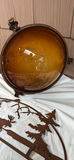 Rustic metal ceiling light and circular welcome sign with deer and trees - thumbnail 4 of 4
