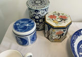 Blue and White China Dinnerware Set with Cups, Plates, and Tins - thumbnail 9 of 9
