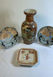 Assorted Asian decorative ceramics: vase, plates, and dish - thumbnail 1 of 11