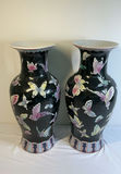 Two Tall Hand Painted Ceramic Asian Vases - thumbnail 1 of 7