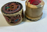 Burmese Black Lacquer pot with carved elephant handle on lid, ceramic Asian stamps - thumbnail 8 of 11