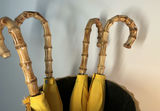 Vintage Bamboo Umbrella stand & umbrellas, wood trunk base lamp - thumbnail 7 of 8