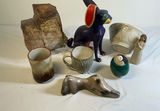 Assorted ceramic and sculptural folk art objects - thumbnail 1 of 10