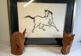 Japanese Horse Woodblock Print Art, Wood Horse Heads - thumbnail 1 of 9