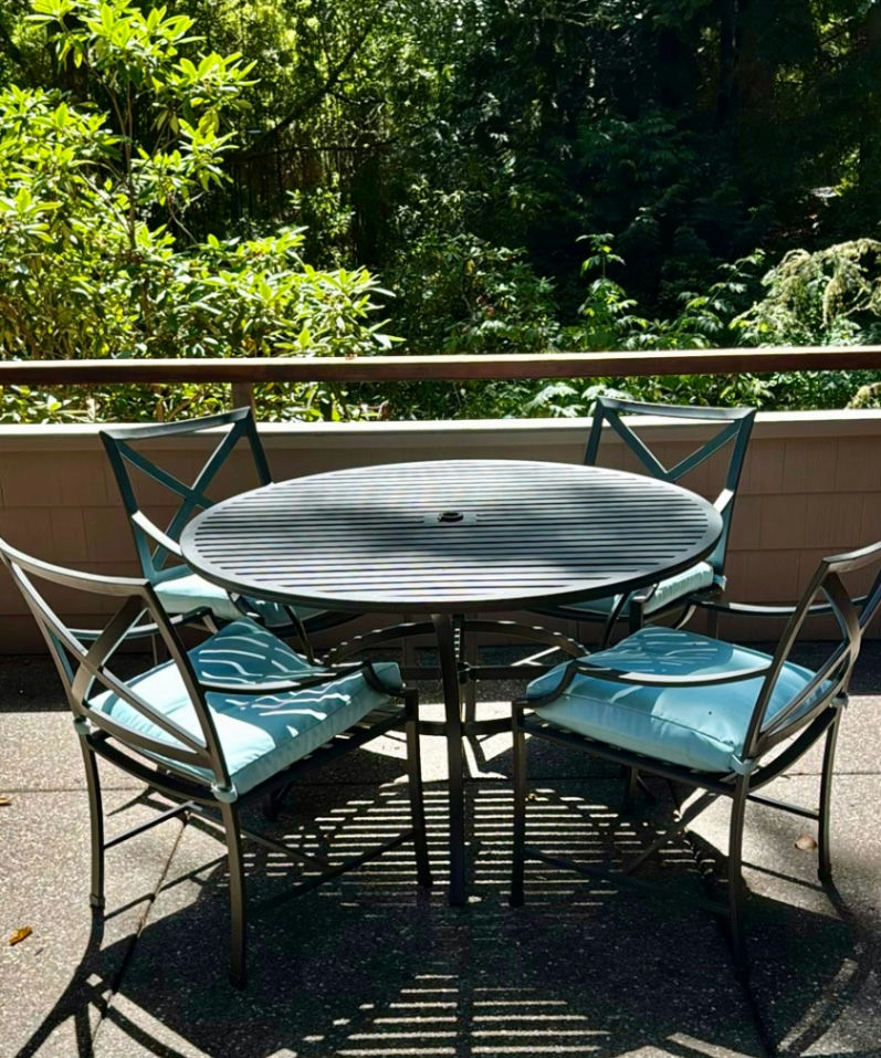 5-Piece Metal Patio Dining Set with Blue Cushions - image 4 of 6