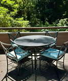 5-Piece Metal Patio Dining Set with Blue Cushions - thumbnail 4 of 6