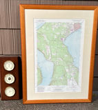Framed Map of Port Townsend & Barometer - thumbnail 1 of 3