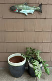 Fish wall sculpture with two ceramic planters - thumbnail 1 of 6