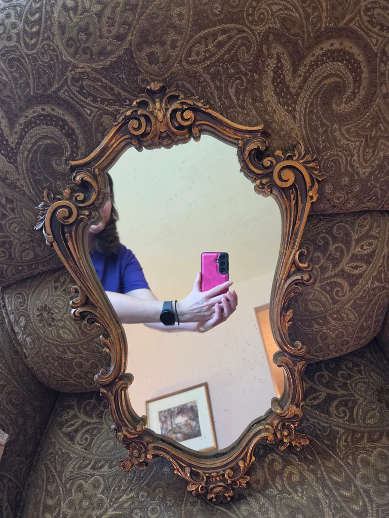 Vintage Baroque-style gold ornate wall mirror - image 1 of 2