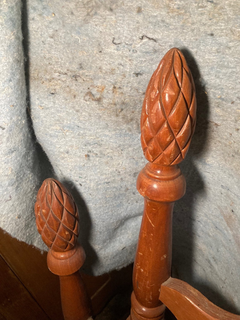 Wooden bed frame with turned posts and finials - image 2 of 3