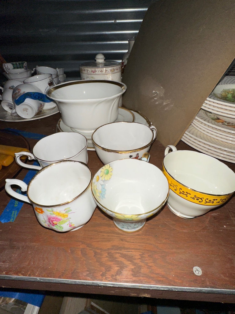 Porcelain serveware, canister, teacups  - image 1 of 13
