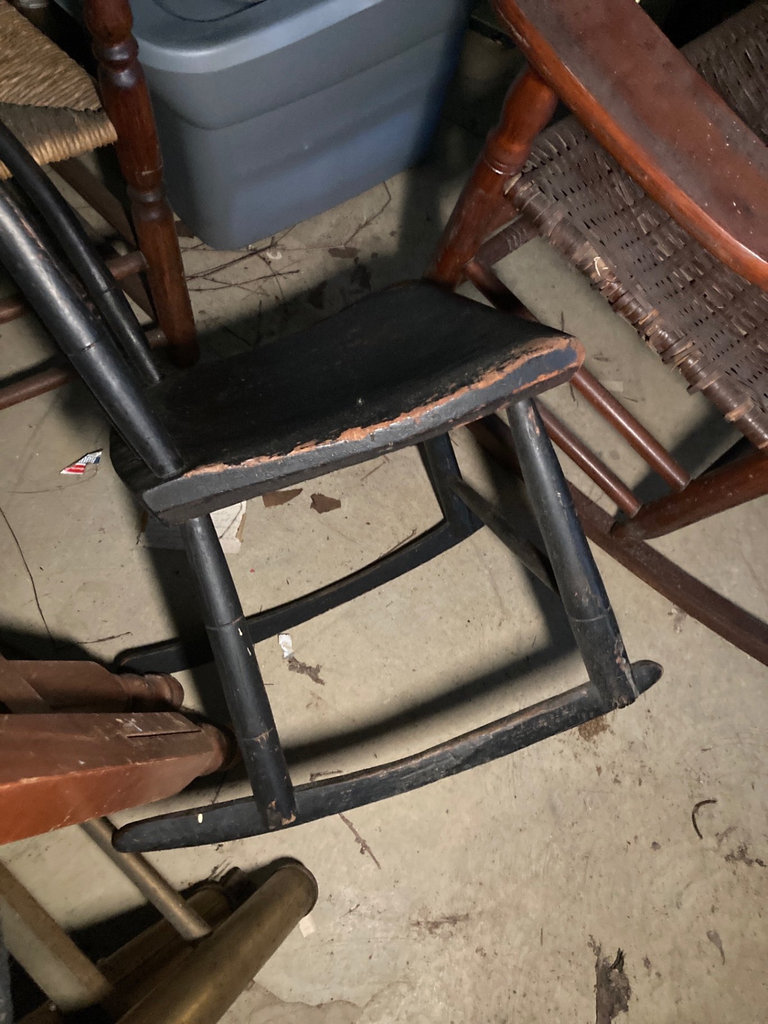 Vintage wooden chairs with caned seats and a rocking chair - image 5 of 7