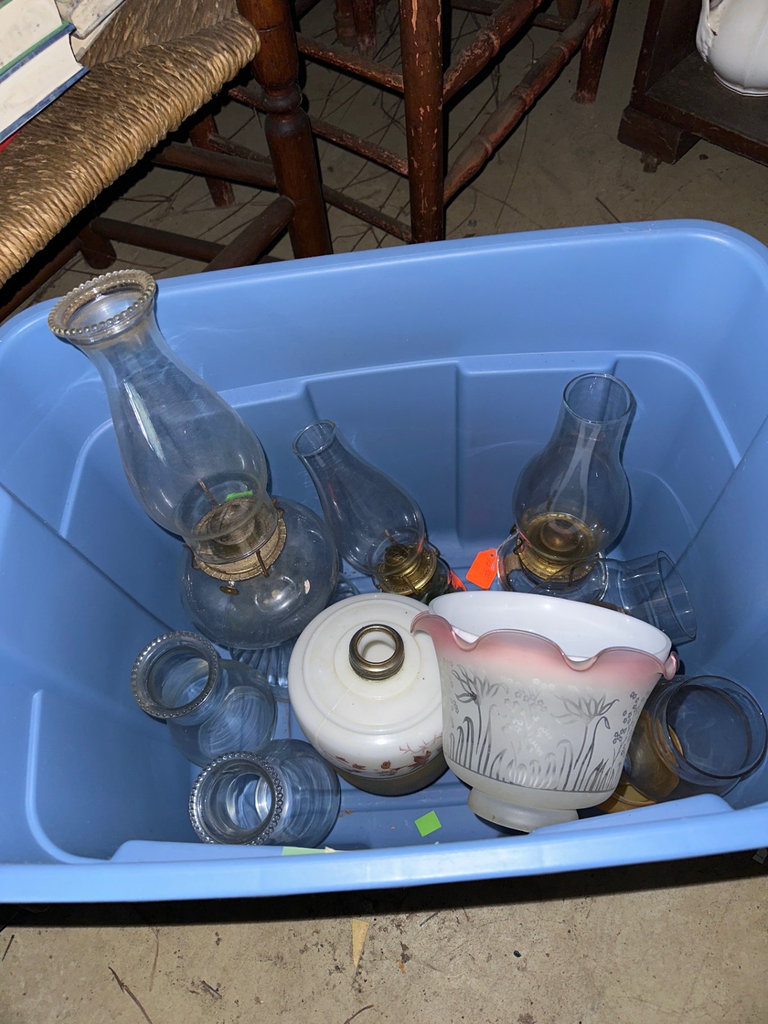 Vintage glass oil lamps, shades, more  - image 1 of 6