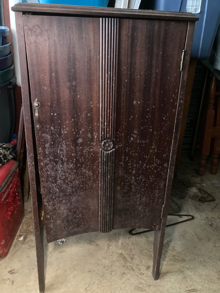 Vintage wooden cabinet with interior shelves - image 1 of 10