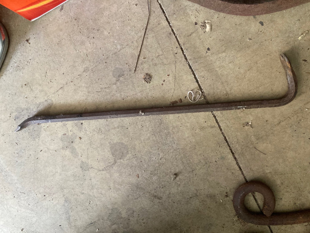 Antique fireplace tools and iron hardware with wooden container - image 10 of 10