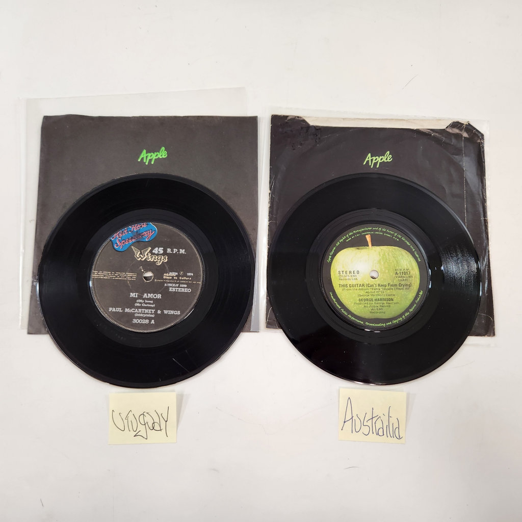 Wings / Harrison 7" Records x 2 - image 1 of 5