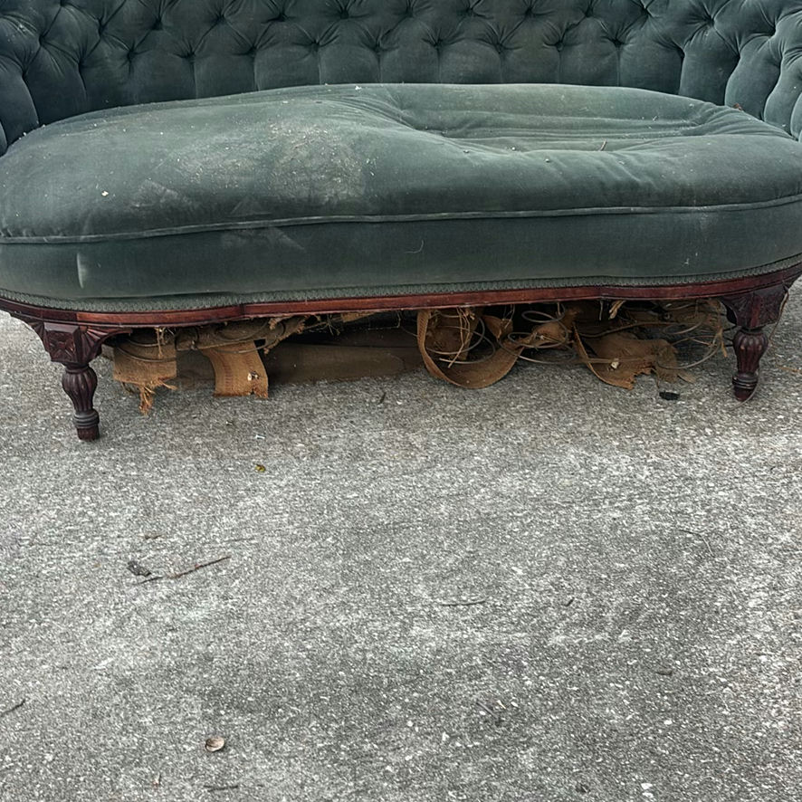 Pair of Green Tufted Upholstered Barrel Chairs and Green Tufted loveseat - image 9 of 10