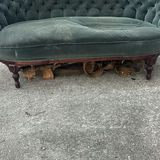 Pair of Green Tufted Upholstered Barrel Chairs and Green Tufted loveseat - thumbnail 9 of 10