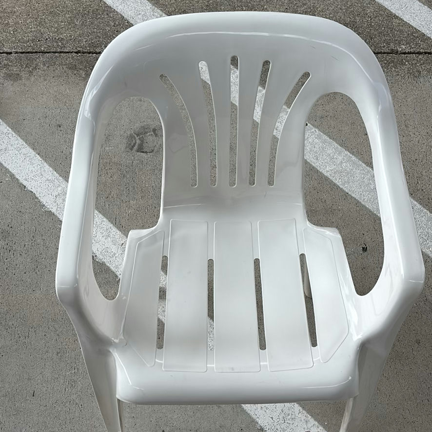 White Plastic Armchair and Wooden Woven-Seat Chair - image 2 of 7