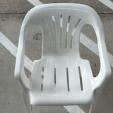 White Plastic Armchair and Wooden Woven-Seat Chair - thumbnail 2 of 7