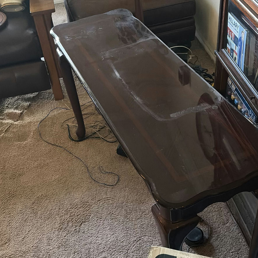 Sharp LCD TV with wooden console table - image 6 of 6
