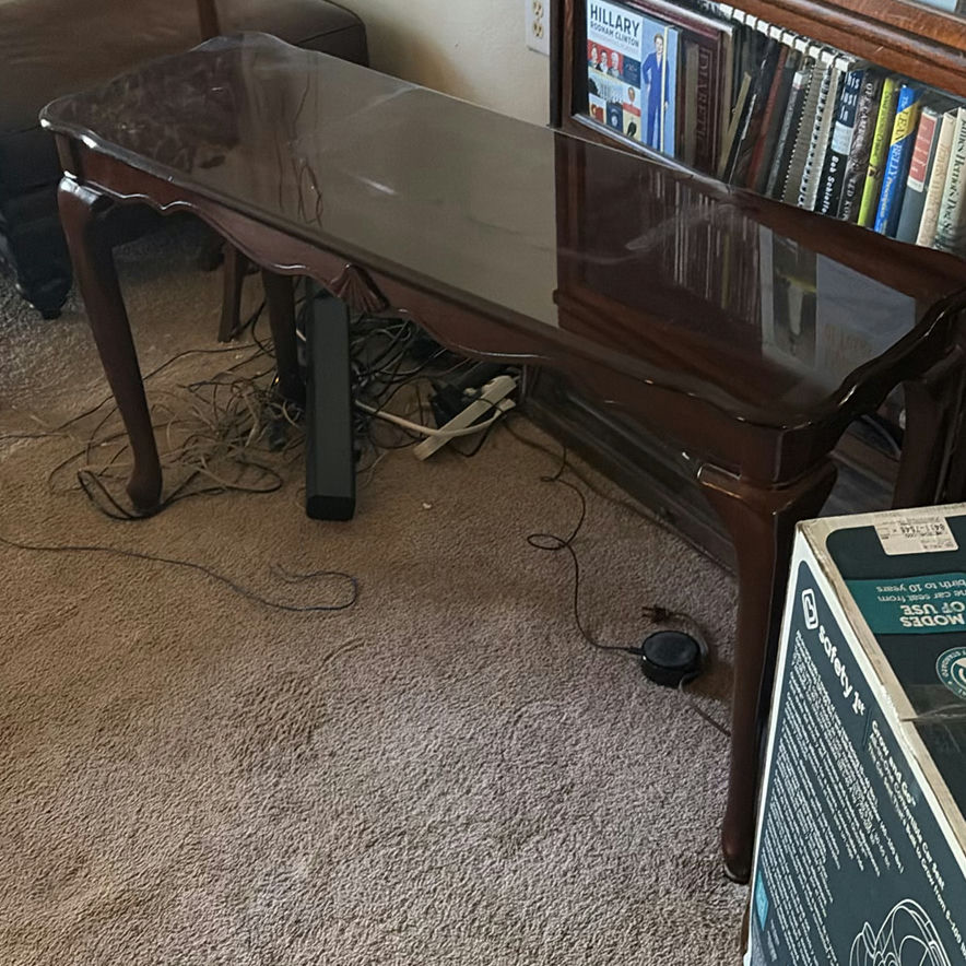 Sharp LCD TV with wooden console table - image 5 of 6