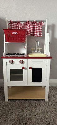 Children’s Wooden Play Kitchen Set with Toy Shopping Basket - Image 1 of 4